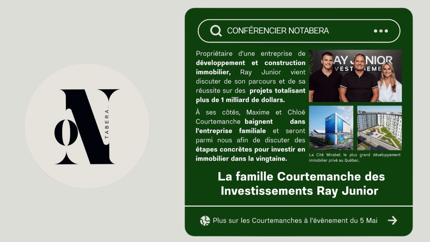 #maximecourtemanche #chloécourtemanche #rayjuniorcourtemanche #invrj #investissement #investissementrayjunior #conférencerayjunior #conférence